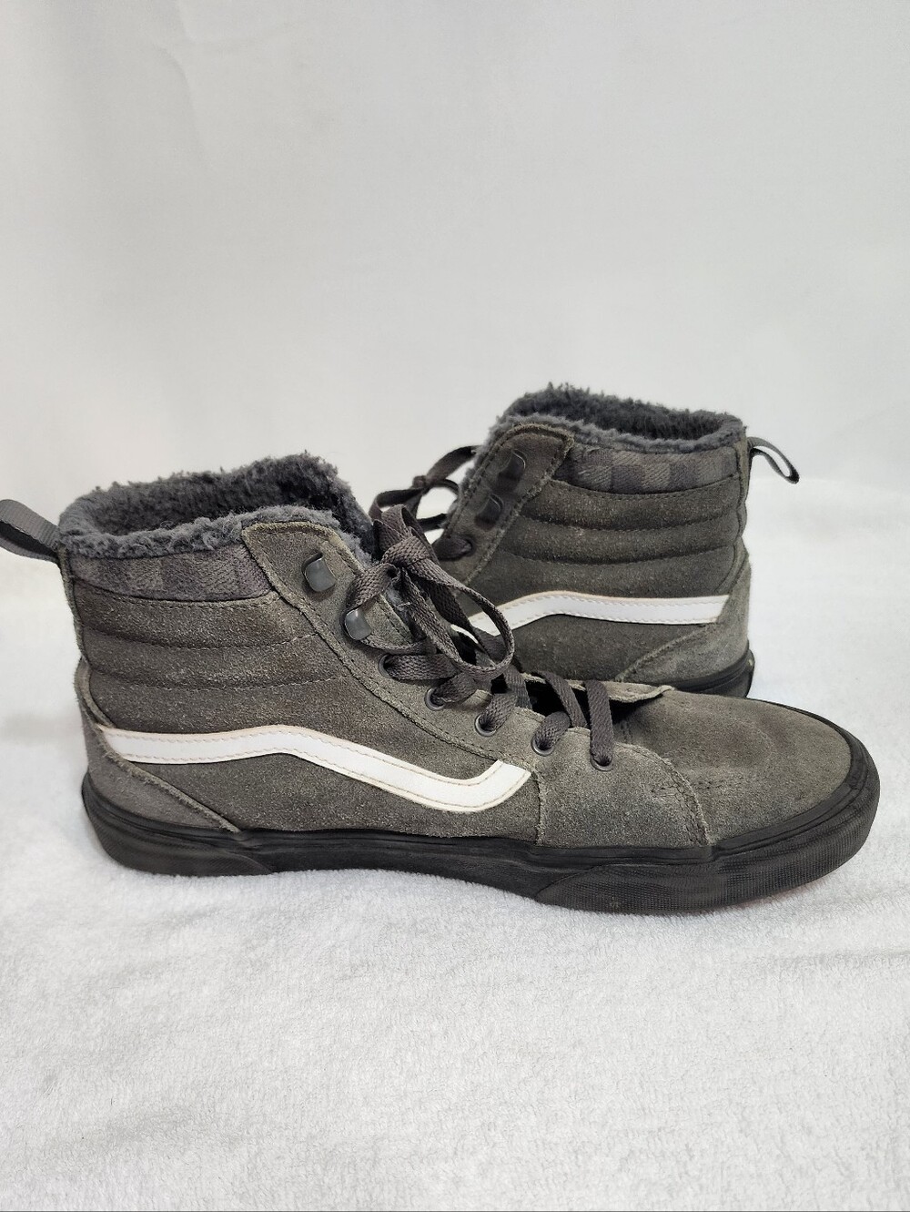 Vans Off The Wall Sneakers Gray Youth 7 Womens 8.5 High Top